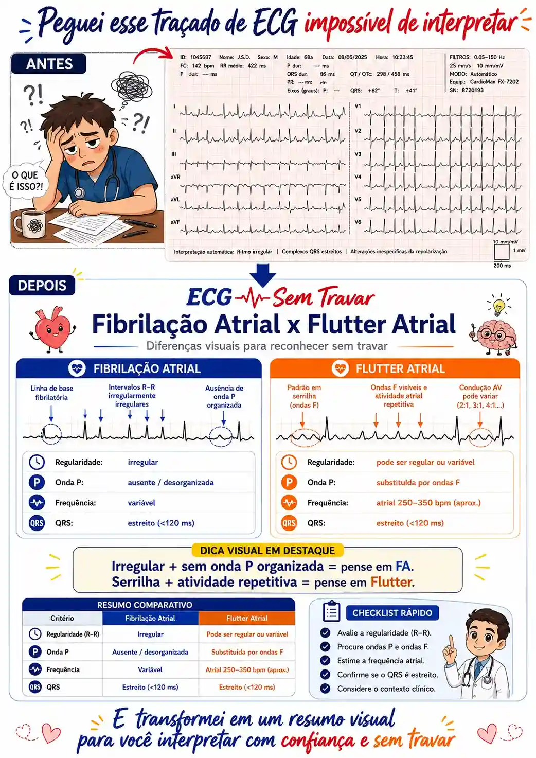 De traçado confuso para resumo visual — ECG Sem Travar